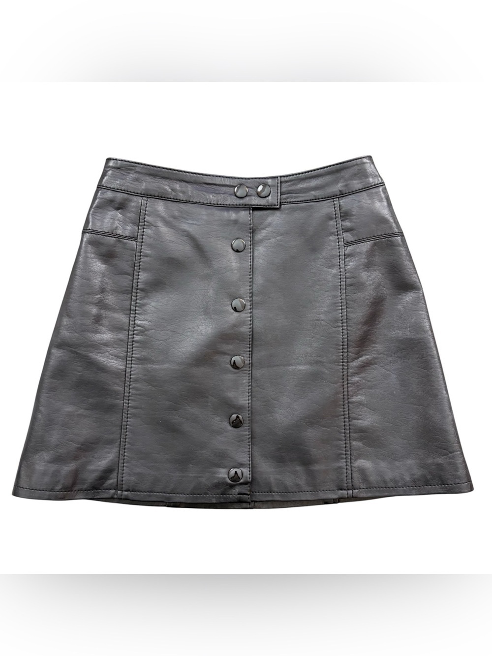 H&M Divided Button Front Faux Leather Skirt 2